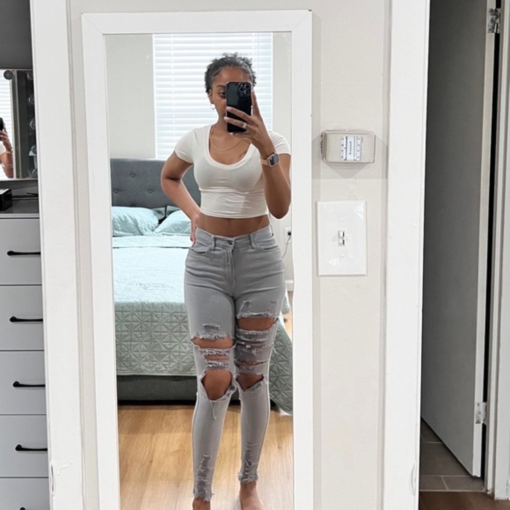 Grey and pink distressed Jean bundle